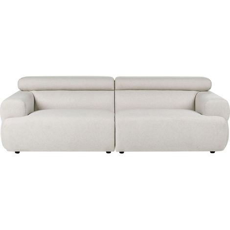 Canapé Moderne en Tissu 3 Places avec Accoudoirs et Appuie-tête Facile d'Entretien Blanc Cassé Hovden (1/5)