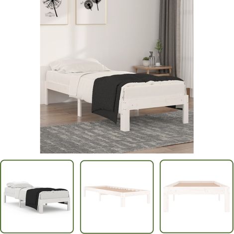 Lit Blanc Bois massif 75x190 Petit simple 3 (1/5)