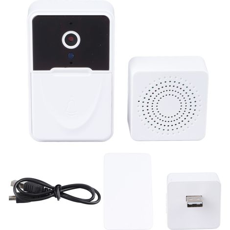 Sonnette vidéo HD avec enregistrement, interphone vocal, détection intelligente et alarme, installation sans perçage pour domicile. (1/5)