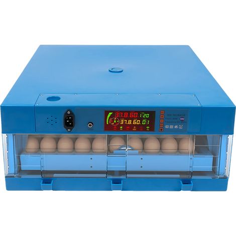 Incubadora de huevos, rotación automática, control de humedad, color azul. (1/2)