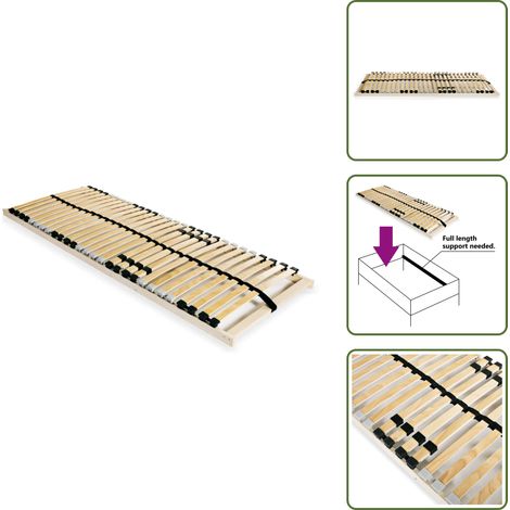 Sommier à lattes sans matelas avec 28 lattes 7 zones 80x200 cm - Sommier À Lattes - Sommier Bois - Lit Double - Cadre Lit - Support Matelas (1/5)