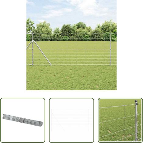 vidaXL Clôture extérieure - Clôture de prairie Argenté 25 x 1 m Acier galvanisé (1/5)