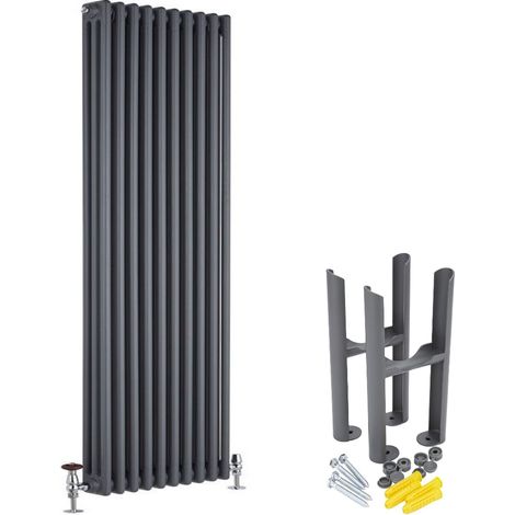 Milano Windsor Anthracite Cast Iron Style Vertical Triple Column Radiator with Feet - 1800mm x 470mm (1/5)