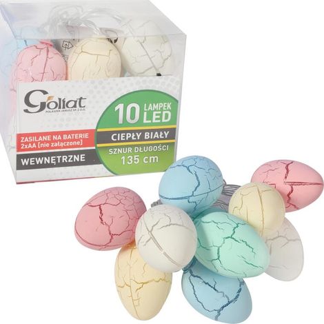 Ghirlanda di uova luminose a LED per Pasqua - Decorazione rustica con 10 luci colorate, alimentate a batteria (1/4)