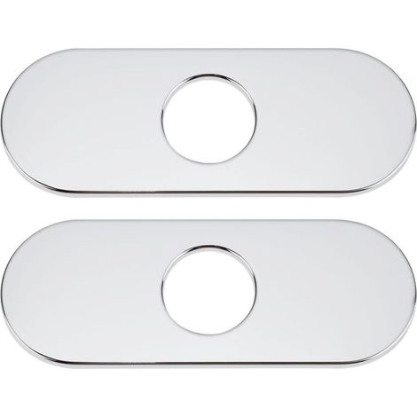 Lot de 2 cache-trous pour robinet d'évier de cuisine en acier inoxydable 304 (160 x 35 x 6 mm) pour évier de cuisine à 1 ou 3 trous (1/5)