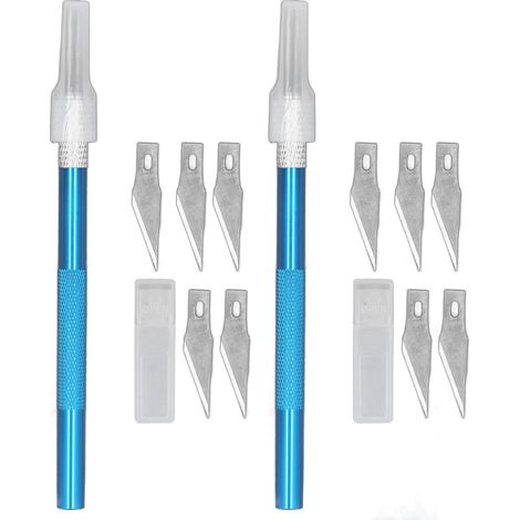 Ensemble de 2 couteaux de précision, stylo de découpe en métal avec lames de sculpture, outils de découpe pour la gravure sur cuir (1/5)