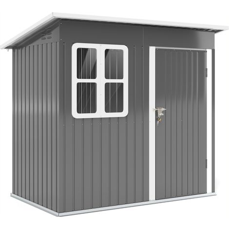 Caseta de jardín de acero galvanizado 2,55 m² 221 x 133 x 190 cm gris oscuro (1/5)