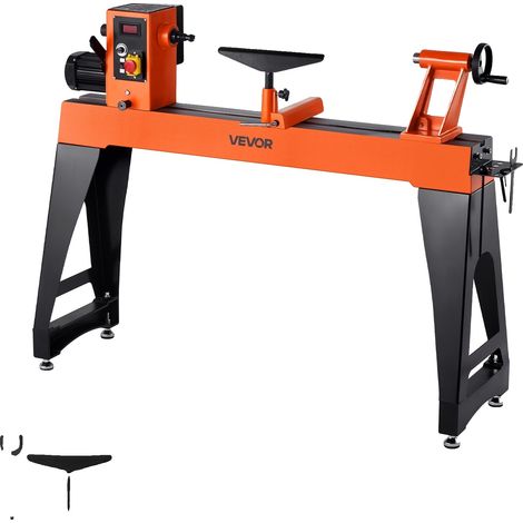 Torno para madera VEVOR, 1100 W, 0-3200 RPM, bancada de 457x1020 mm, motor CC sin escobillas, cuerpo de hierro fundido, vertical-a (1/2)