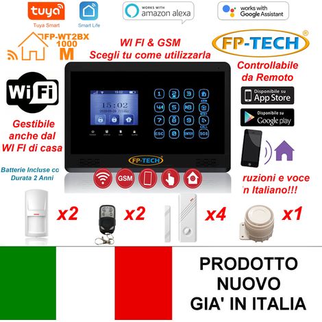 ANTIFURTO ALLARME CASA WI FI E COMBINATORE GSM INTEGRATO SENZA FILI WIRELESS APP ALEXA GOOGLE MODELLO M
