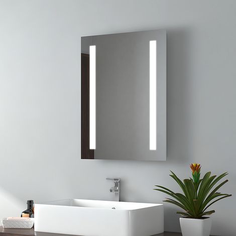 EMKE Specchio Bagno con Luce 45 x 60 cm, Specchio Bagno LED Luce Bianca Fredda 6500K (1/4)