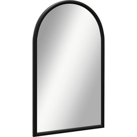 Miroir mural arche, 110 x 65 cm Cadre en bois, Miroir arqué pour le salon, la chambre, l'entrée, noir (1/5)