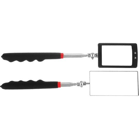 Lot de 2 miroirs d'inspection automobile flexibles et télescopiques, miroirs carrés à LED-77.50X5.00X2.00CM-As Shown