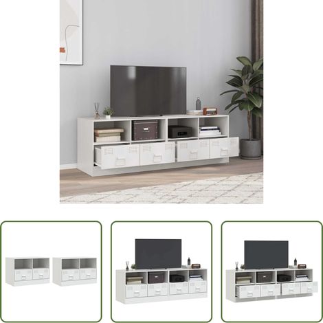vidaXL Stahl-Schrank - TV-Schränke 2 Stk. Weiß 67x39x44 cm Stahl (1/5)