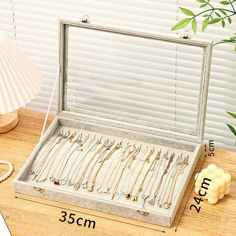 20 crochets collier plat velvet avec couvercle clair collier porte-boîte bijoux pour accroches kettingen