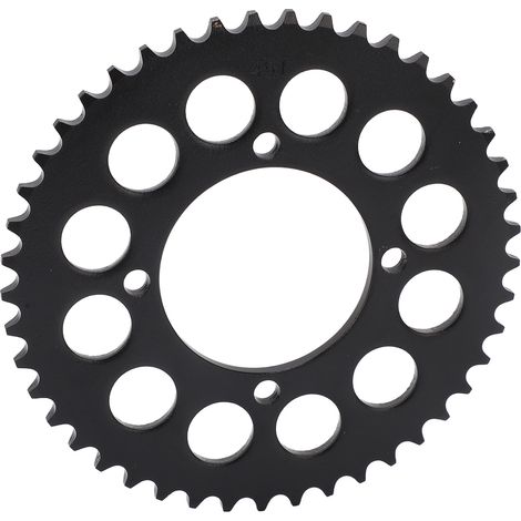 Pignon arrière 45 dents en acier noir pour chaîne 420, compatible moto, kart et quad, 12 trous de montage ronds (1/5)