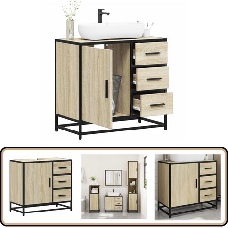 vidaXL Armoire lavabo de salle de bain chêne sonoma bois d'ingénierie