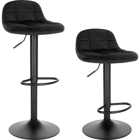 Woltu – Tabouret de bar en velours noir – Hauteur réglable 62-83 cm – Pivotant 360° – Cadre métal robuste – Confort ergonomique