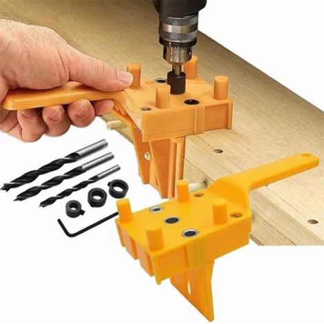Perçoir de précision en bois jaune, guide de perçage stable et robuste, gabarit anti-usure pour menuiserie, outil de repérage fiable (1/5)