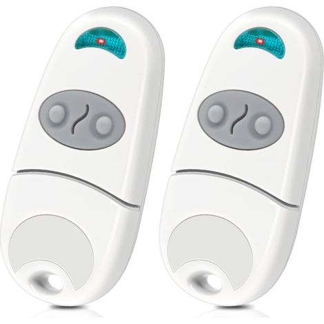 Telecomando per porta da garage, telecomando per cancello, 2 canali, 433,92 MHz, compatibile con telecomandi EV, NA, EE da 433 MHz, confezione da 2 - Bianco