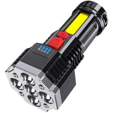 Lampe de poche LED portable COB latérale éclairage extérieur rechargeable par USB lampe torche de camping lampe de recherche pour la pêche (avec 5 LED) (1/5)