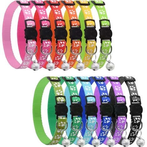 Collier Chat Anti Étranglement, Collier Chaton Collier pour Chat Réglable Réfléchissant Anti Etranglement et Boucle avec Clochette de Sécurité (1/5)