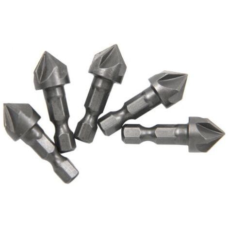 5pcs 1/4" Countersink Drill Bit Set, 1/4" Hex Shank, 1/4" Burr Removal Holes, Center Punch Set, for Wood, Plywood, Plastic (1/4)