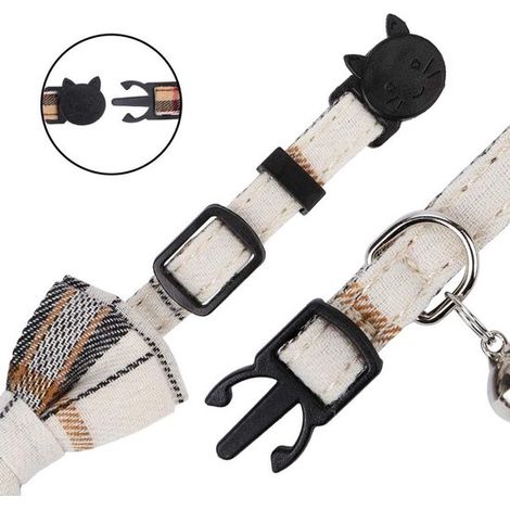 2-teiliges Halsband-Set für Haustiere Abnehmbares Katzenhalsband mit Glöckchen Katzenhalsband mit Halstuch Verstellbares Halsband für Haustiere Beige (1/4)