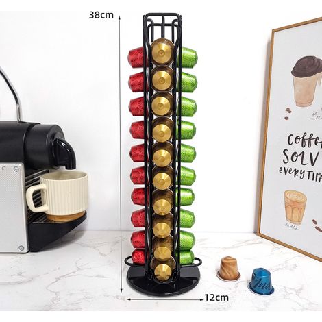 Porte-capsules rotatif, présentoir à café rotatif, fer noir – (1/5)