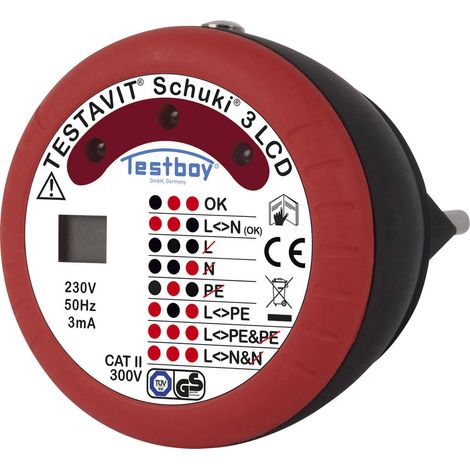 Testboy Testavit Schuki 3 LCD Steckdosentester CAT II 300 V LED, LCD