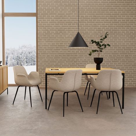 Lot de 2 fauteuils 58x56x85cm sable et noir (1/5)