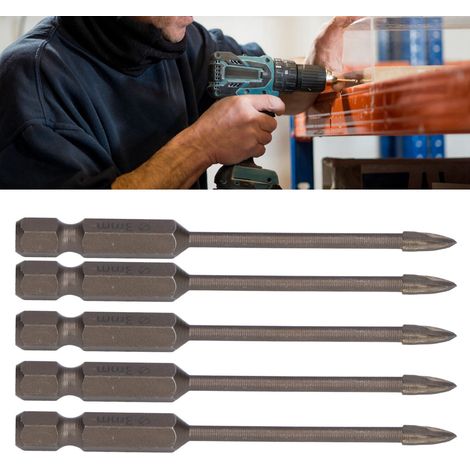 Set mit 5 Multifunktionsbohrern, darunter Sechskant-Kreuzschlitzbohrer, Glasbohrer und Bohrer zum Bohren von Beton- und Zementwänden, 3 mm (1/5)
