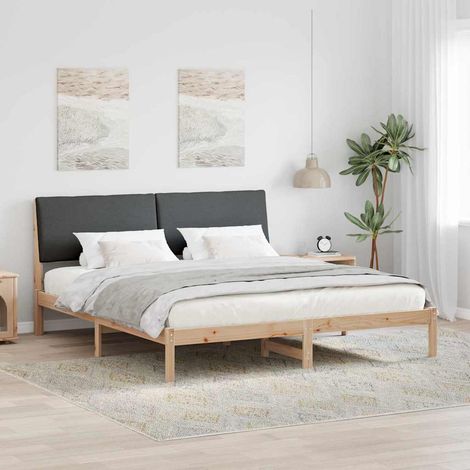 Bettgestell Braun und Dunkelgrau 200 x 200 cm Massivholz Kiefer (1/5)