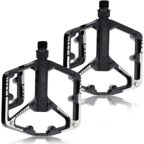 Lot de 2 pédales de vélo universelles à grande surface creuse en alliage d'aluminium, accessoires pour VTT et vélo de route (1/5)