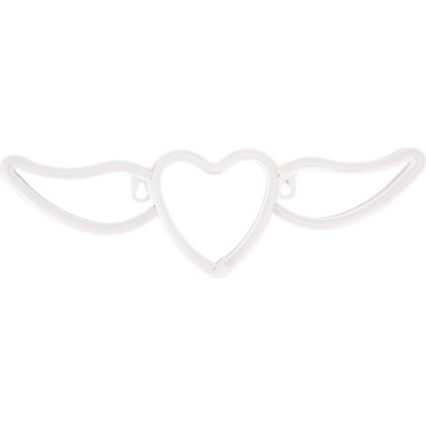 Enseigne lumineuse néon en forme de cœur, sûre et économe en énergie, double alimentation, ailes en forme de cœur, pour la Saint-Valentin et les mariages (lumière bleue, lumière rouge). (1/5)