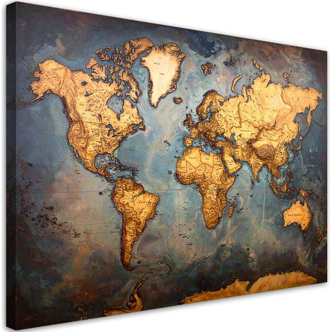 Tableau déco Carte du monde style rétro 100x70 (1/4)