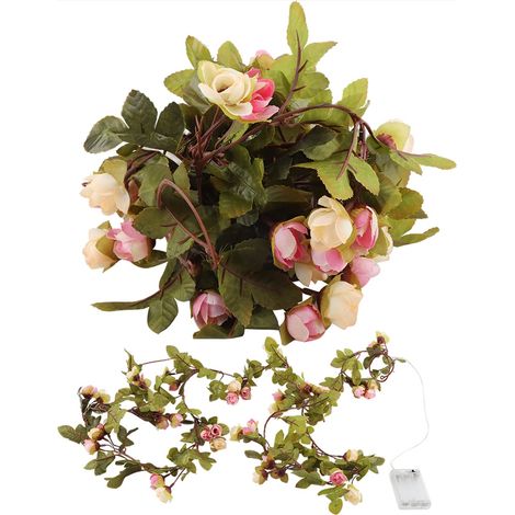 Guirlande féerique fleurs LED 2,5m avec piles, décoration maison mariage Noël fête, lumière féérique extérieur intérieur, 1 pièce (1/5)