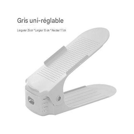 SHOE-RACK-LIGHTGRAY-1PCS:Range-chaussures gris clair modulable 5 hauteurs, support antidérapant pour tous types de chaussures (1/5)