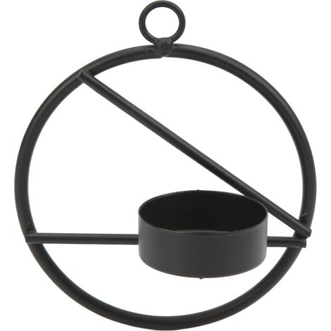 Moderner minimalistischer schwarzer runder Kerzenständer aus Metall, Wandleuchter, Wanddekoration, Geschenk.