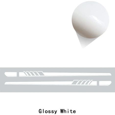(Blanc brillant - Format A3) 2 autocollants en vinyle pour bas de porte de voiture de sport de course, style bande adhésive, compatibles avec Audi. (1/4)