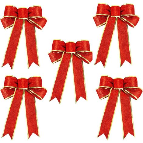 Nœuds de Noël rouges, lot de 5 (1/5)