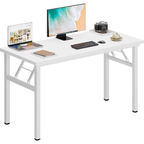 Soges Petite Table Pliante、Bureau d'angle pour Bureau à Domicile,120x60x75cm,Blanc