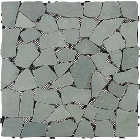 TRADE SHOP - Piastrella Giardino Effetto Marmo Pietre Grigio Scuro Pavimento Antiscivolo Incastro 73563 - (1/4)
