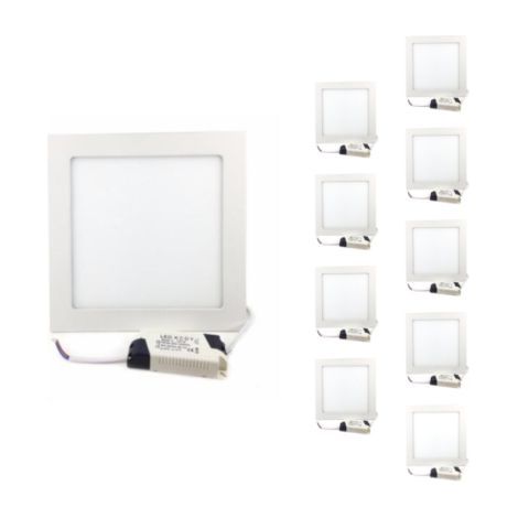 Spot LED Encastrable Carré BLANC 18W - Pack de 10 - Blanc Chaud 2300K - 3500K - SILAMP (1/5)