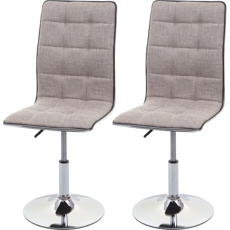 [NON UTILIZZATO] Set 2x sedie soggiorno eleganti HHG-616 design moderno tessuto sala pranzo avorio grigio