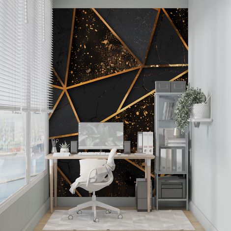 Papier peint geometrique triangles dores 1 - 150 x 250 cm (1/2)
