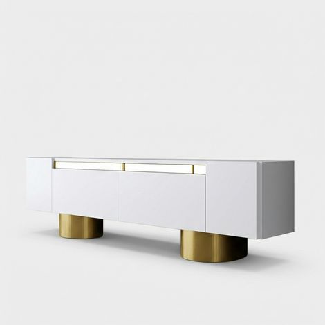 Mobile porta TV moderno in melaminico 180 cm Bohem Bianco - Oro