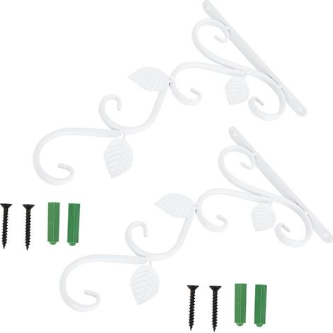 Lot de 2 paniers à fleurs muraux modernes européens en fer forgé, support à fleurs suspendu en métal blanc (1/5)