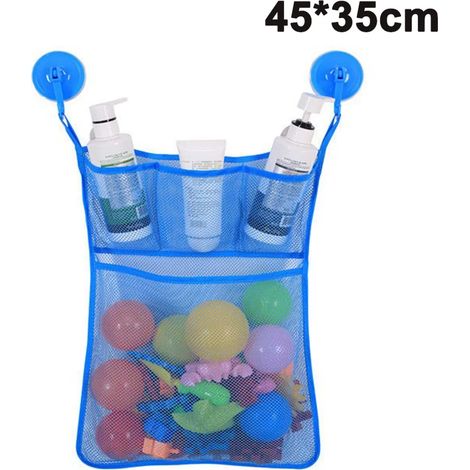 1 Red de baño Red de almacenamiento de juguetes de baño grande con 6 ganchos de succión (1/4)