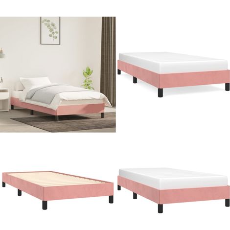 Bettgestell Rosa 100x200 cm Samt - Samtbett - Rosa Bettgestell - Doppelbett Gestell - Bettrahmen - Kinderzimmer Möbel - Home & Living (1/5)
