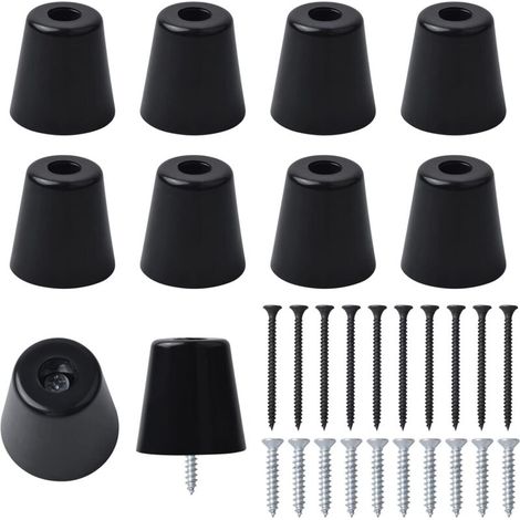 Rubber Furniture Feet - Pack of 10, Round Non-Slip Pads with Screws, for Fixing to Furniture, Worktops and Cabinets (1/5)